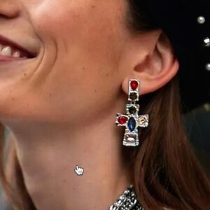 Free People  Magdalena Cross Charm Dangle Earrings